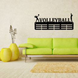 Customized Volleyball Sport Medal Hanger metal sign - 12 Rungs for medals & Ribbons, Show Team Spirit, metal sign, art, wall decor