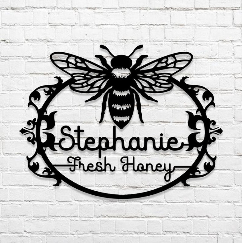 Personalized Garden Metal Sign, Custom Bee Metal Sign, Custom Family Name Sign, Gift For Gardener ,Gift For Bee Breeder