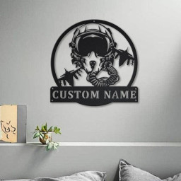Personalized Fighter Pilot Metal Sign Art | Custom Fighter Pilot Monogram Metal Sign | Fighter Pilot Gifts | Job Gift | Decor Decoration