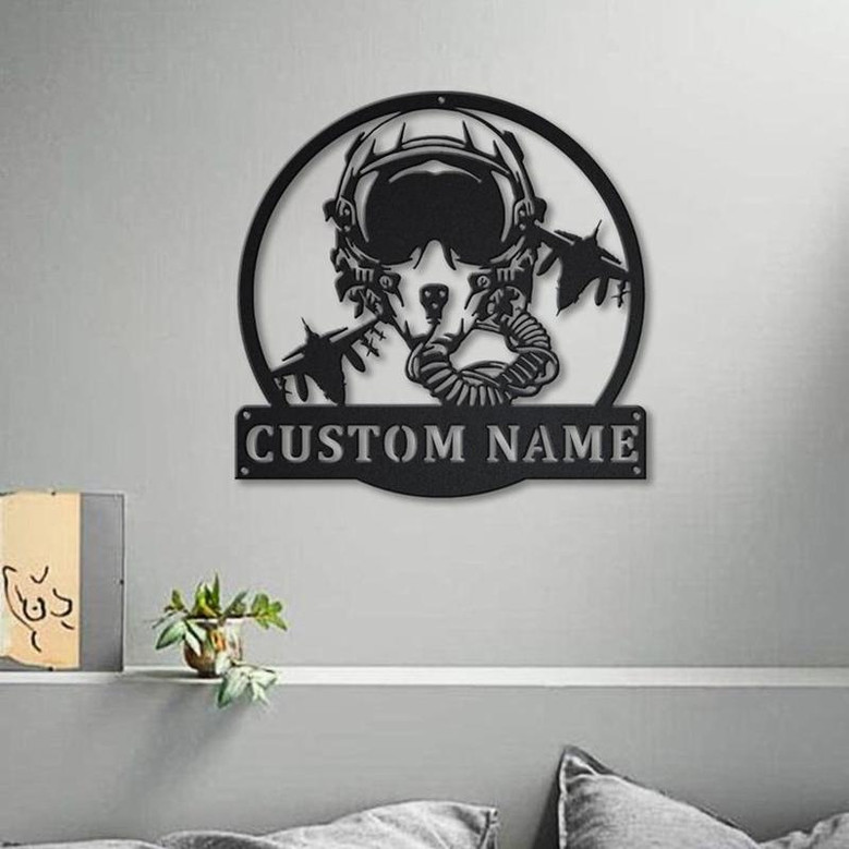 Personalized Fighter Pilot Metal Sign Art | Custom Fighter Pilot Monogram Metal Sign | Fighter Pilot Gifts | Job Gift | Decor Decoration