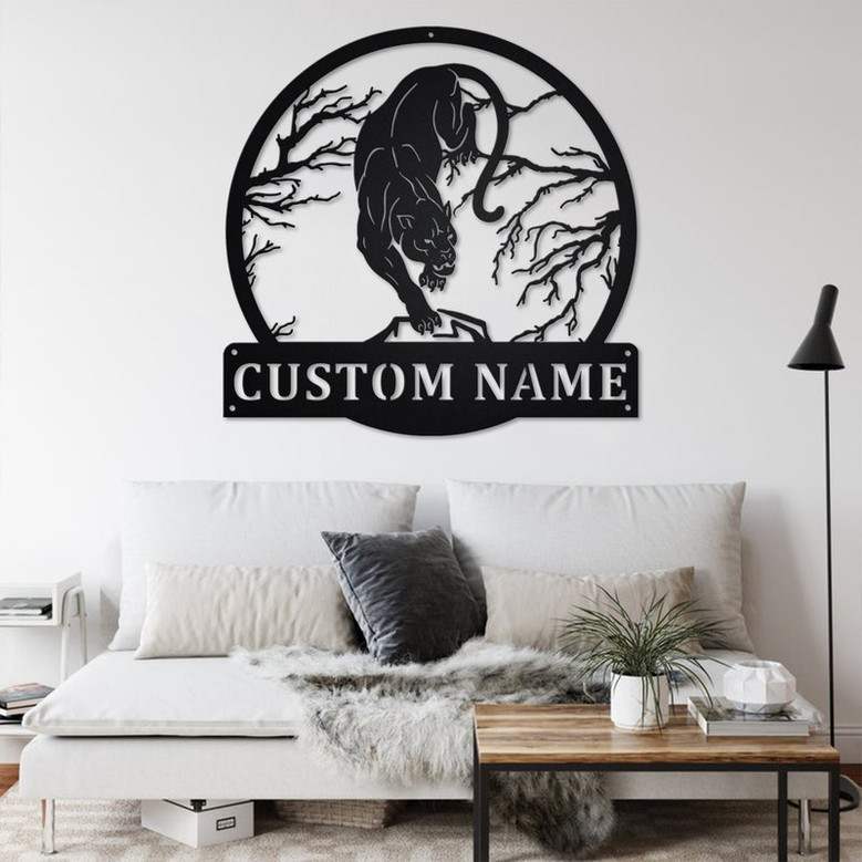 Custom Panther Metal Wall Art, Personalized Panther Name Sign Decoration For Room, Panther Home Decor, Custom Panther