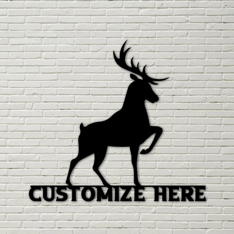 Prancing Deer Sign, Customizable Metal Home Decor, cabin sign, gift for hunter, metal wall art, farmhouse decor, custom metal sign