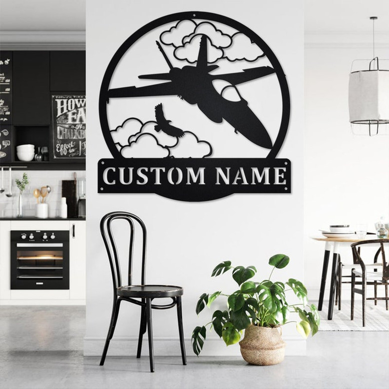 Custom Fighter Jet Metal Wall Art, Personalized Fighter Jet Pilot Name Sign Decoration For Room, Fighter Jet Home Decor, Custom Fighter Jet