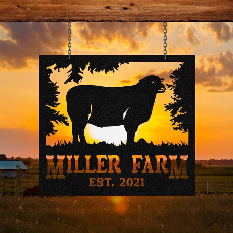 Personalized Metal Farm Sign Goat Custom Outdoor Farmhouse Front Gate Ranch Stable Wall Decor Art Gift