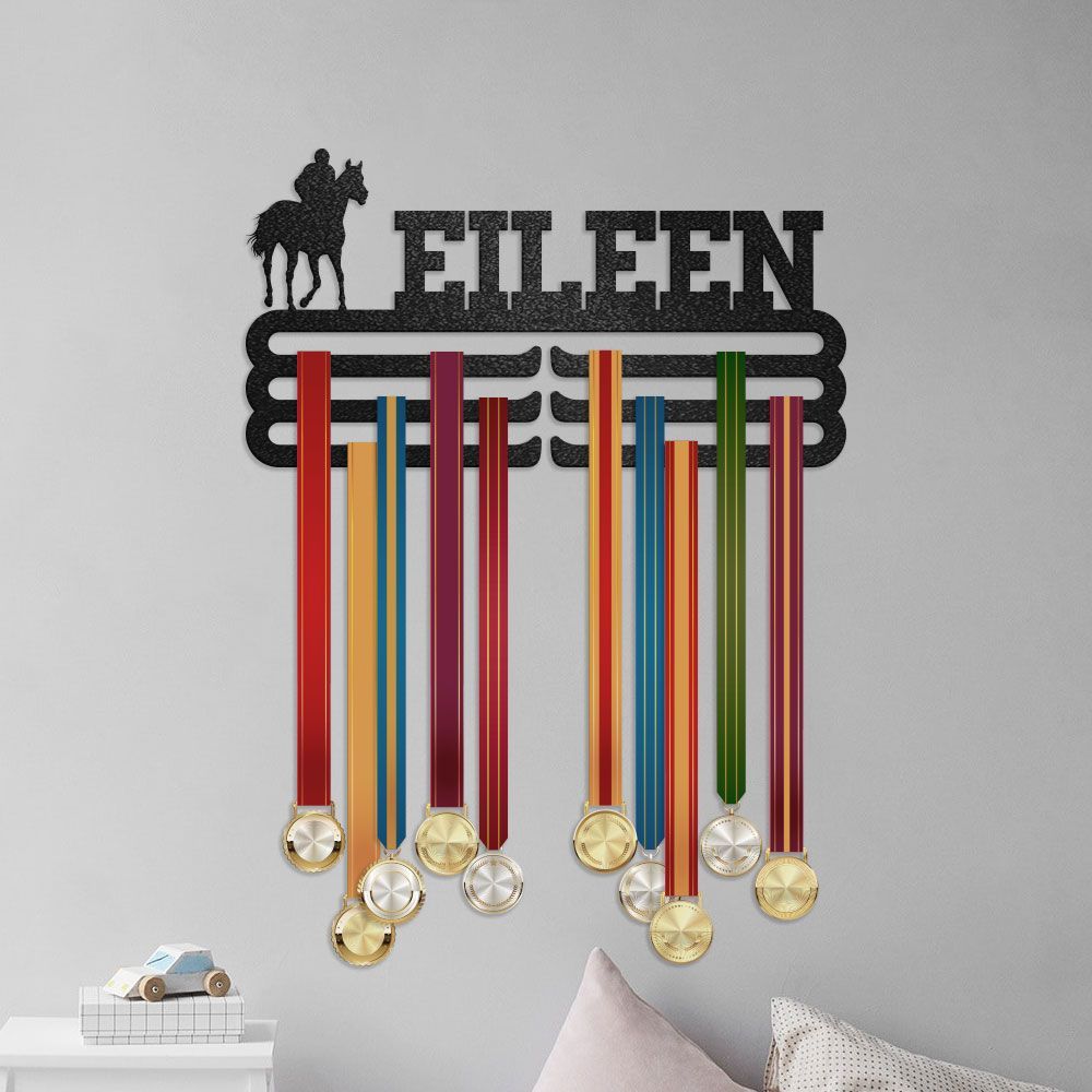 Horseback Riding Medal Hanger With Custom Name, Personalized Horseback Riding Medal Holder