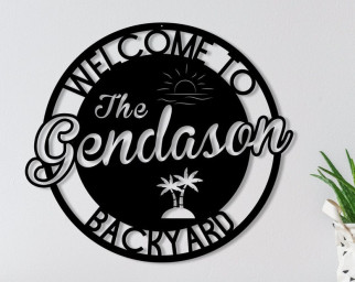 Welcome To Our Backyard Sign-Wood Engraved Bar & Grill Sign-Fire Pit Sign-Personalized Outdoor Sign-Custom Plaque