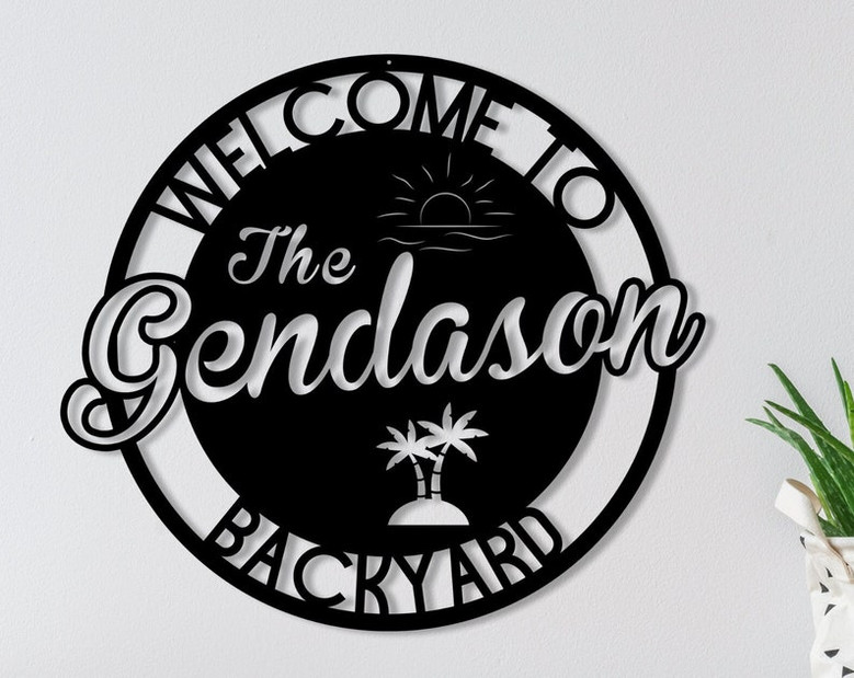 Welcome To Our Backyard Sign-Wood Engraved Bar & Grill Sign-Fire Pit Sign-Personalized Outdoor Sign-Custom Plaque