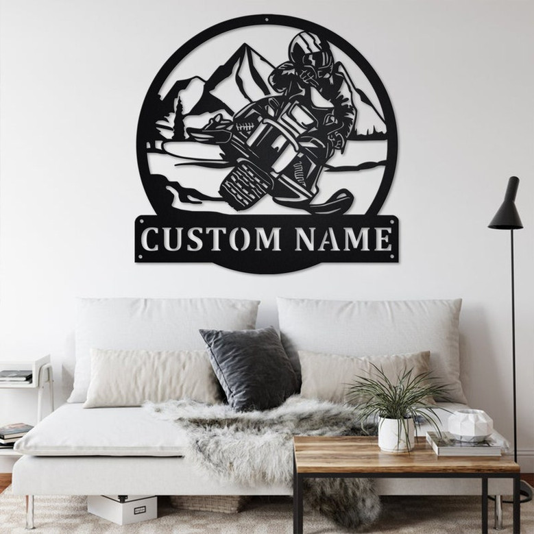 Custom Snowmobiler Metal Wall Art, Personalized Snowmobiler Name Sign Decoration For Room, Snowmobiler Home Decor, Custom Snowmobiler