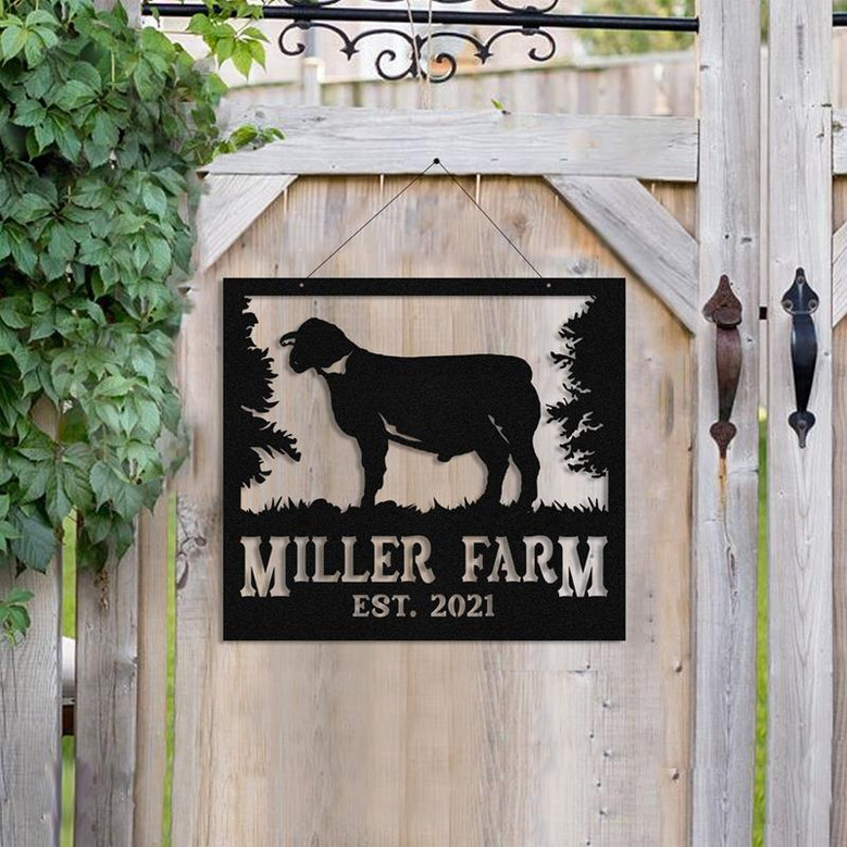 Personalized Metal Farm Sign Goat Custom Outdoor Farmhouse Front Gate Ranch Stable Wall Decor Art Gift