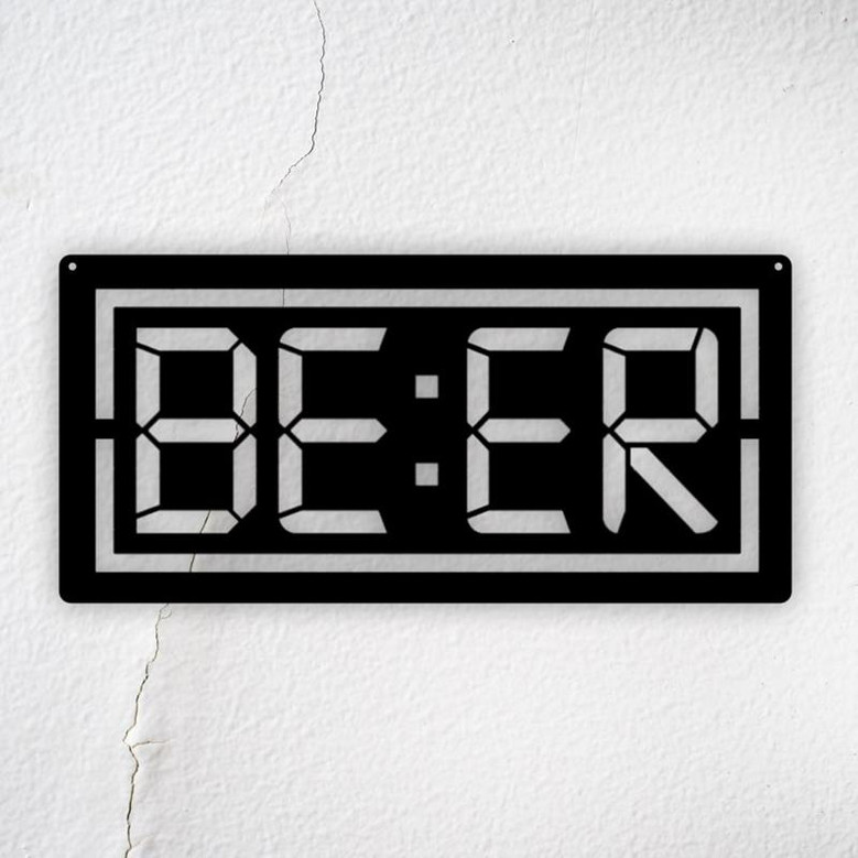 Beer O'clock metal sign, Beer Time Metal Sign, Bar Sign, Gift for Him, Man Cave Sign, Backyard Bar & Grill Metal Sign, Patio Bar Sign,