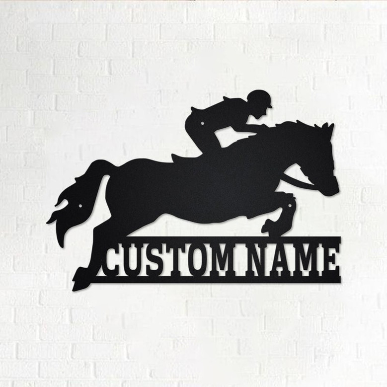 Custom Equestrian Show Jumping Metal Wall Art, Personalized Horse Jumping Name Sign Decoration For Room,Horse Jumping Home Decor,Horse Lover