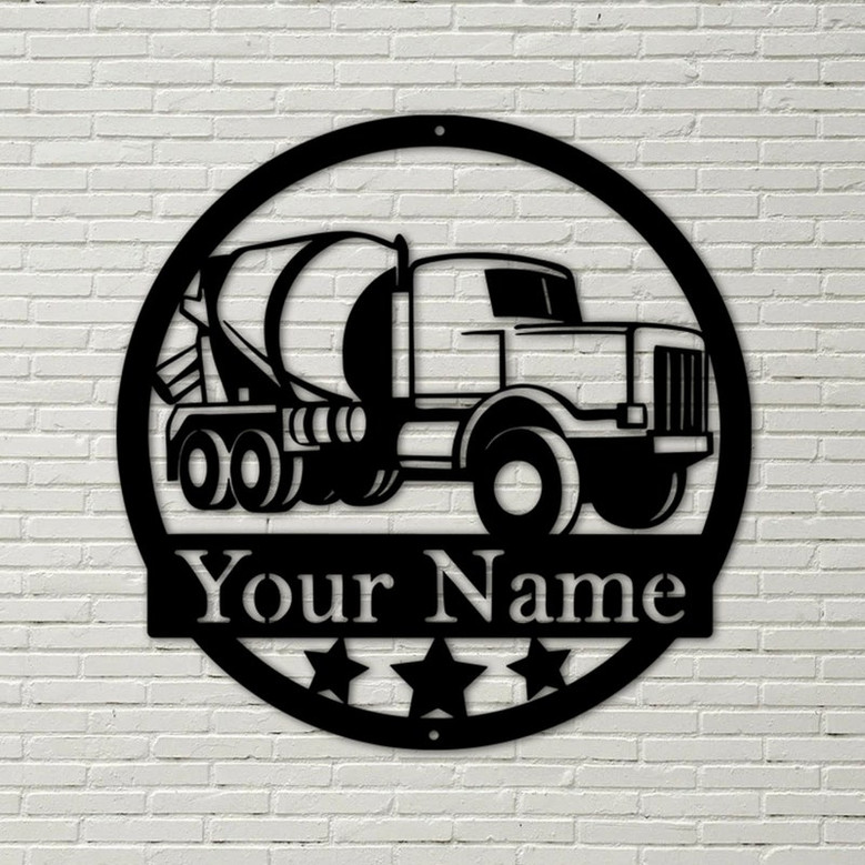Construction Collection Concrete mixer customized sign, cement mixer truck metal sign, metal wall decor