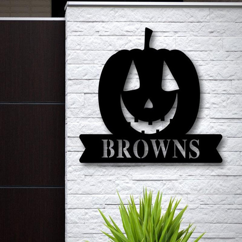 Custom Name Metal Halloween Sign, Custom Halloween Pumpkin Decor, Halloween Decor, Halloween Art,Halloween Pumpkin Art