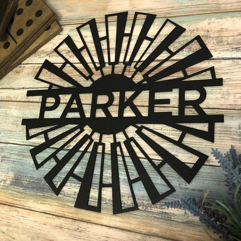 Personalized Windmill Blade Family Name Metal Sign Metal Wall Art Rustic Home Decor Housewarming Gift Farmhouse Decor