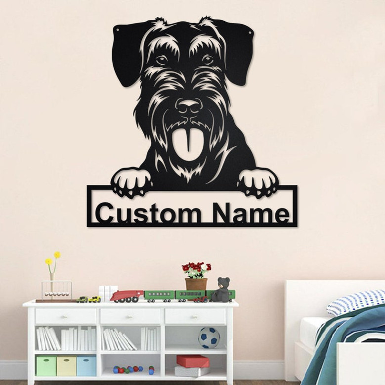 Custom Giant Schnauzer Dog Metal Wall Art, Personalized Giant Schnauzer Name Sign Decoration For Room, Giant Schnauzer Home Decor,Custom Dog