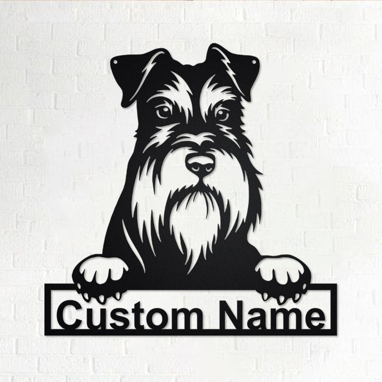 Custom Miniature Schnauzer Dog Metal Wall Art, Personalized Miniature Schnauzer Name Sign Decoration For Room,Miniature Schnauzer Home Decor