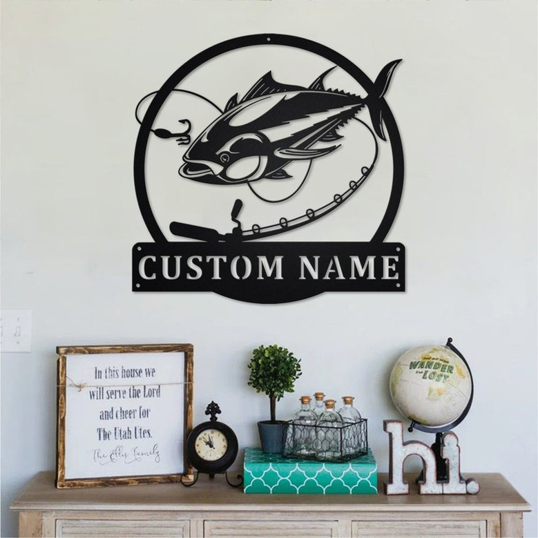 Personalized Tuna Fish Metal Sign | Fishing Metal Wall Art | Fishing Metal wall Decor | Fishing Lover | Custom Fishing | Fishman | Tuna Fish