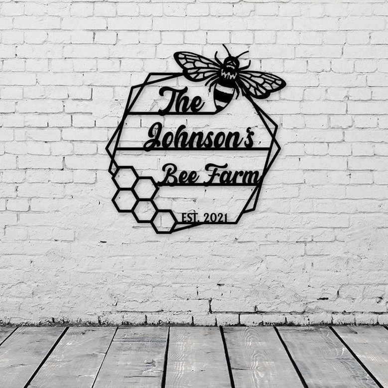 Bee Farm Metal Sign Bee Wall Art Bee Honey Comb Decor Bee Farm Gift Honey Bee Garden Metal Bee Gift Honey Comb Decor