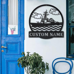 Personalized Destroyer Ship Monogram Metal Sign Art | Custom Destroyer Ship Metal Sign | Destroyer Ship Gifts Funny