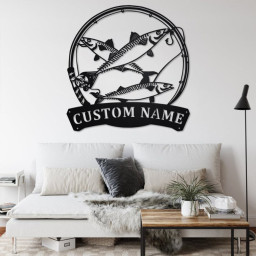 Custom Mackerel Fishing Metal Wall Art, Personalized Mackerel Fish Name Sign Decoration For Room, Mackerel Fish Metal Home Decor,Custom Fish
