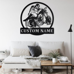 Custom Sexy Girl Motorcycle Metal Wall Art, Personalized Motorcycle Name Sign Decoration For Room, Motorcycle Home Decor, Custom Motorcycle