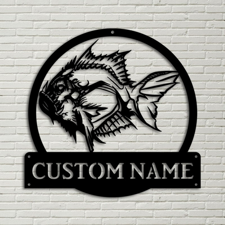 Personalized Piranha Fish Metal Sign Art, Custom Piranha Fish Metal Sign, Fishing Gift, Beach Funny