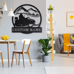 Personalized Snowmobiling Monogram Metal Sign Art | Snowmobiling Metal Sign | Housewarming Outdoor Metal