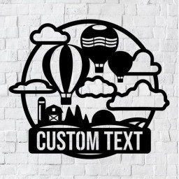 Personalized Family Name Sign / Metal Hot Air Balloon Wall Decor / Monogram Name Sign / Modern Decor / Personalized Home Decor