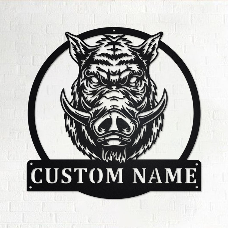 Custom Boar Head Metal Wall Art, Personalized Boar Head Name Sign Decoration For Room, Boar Head Home Decor, Custom Boar Head, Boar Lover