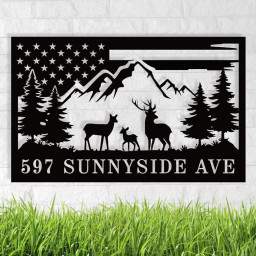 Address Signs For Houses Personalized Outdoor Address Name Sign With Deer Scene Hunting Camp Sign Housewarming Gift