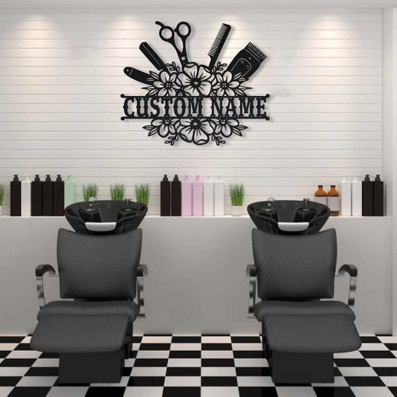 Personalized Hair Stylist Metal Sign Art | Custom Hair Stylist Monogram Metal Sign | Hair Stylist Gifts | Hair Salon Gift
