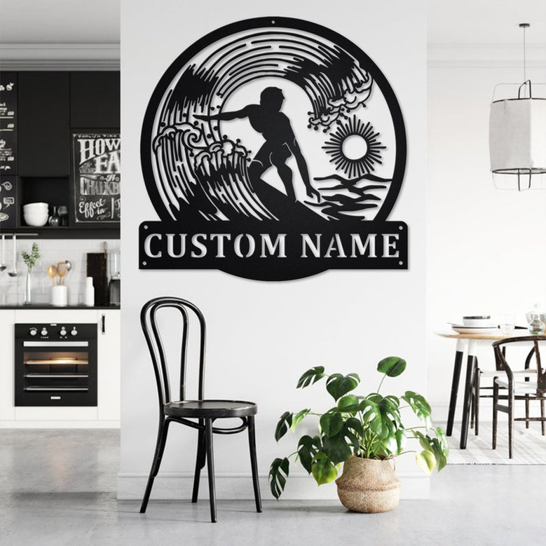 Custom Surfer Metal Wall Art, Personalized Surfer Name Sign Decoration For Room, Surfer Metal Home Decor, Custom Surfer, Surfing Metal Decor