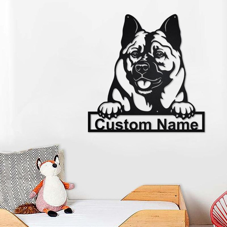 Custom Norwegian Elkhound Dog Metal Wall Art, Personalized Norwegian Elkhound Name Sign Decoration For Room, Norwegian Elkhound Home Decor