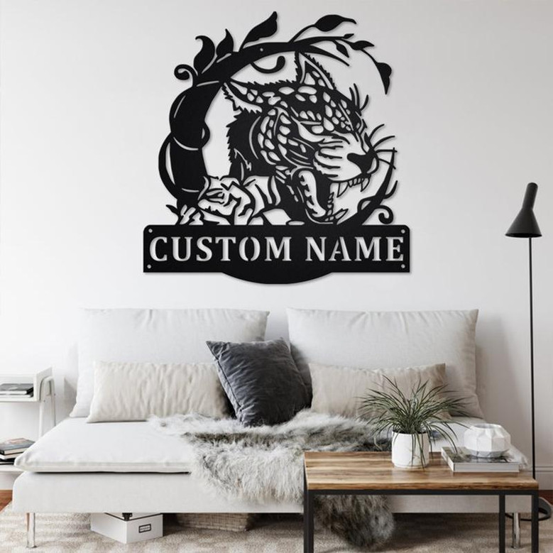 Custom Leopard Animals Metal Wall Art, Personalized Leopard Name Sign Decoration For Room, Leopard Metal Home Decor, Custom Leopard