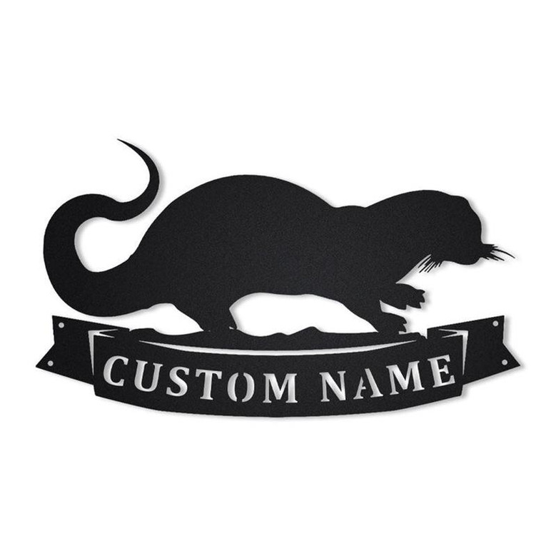 Personalized Otters Animal Metal Sign Art, Custom Otters Animal Metal Sign