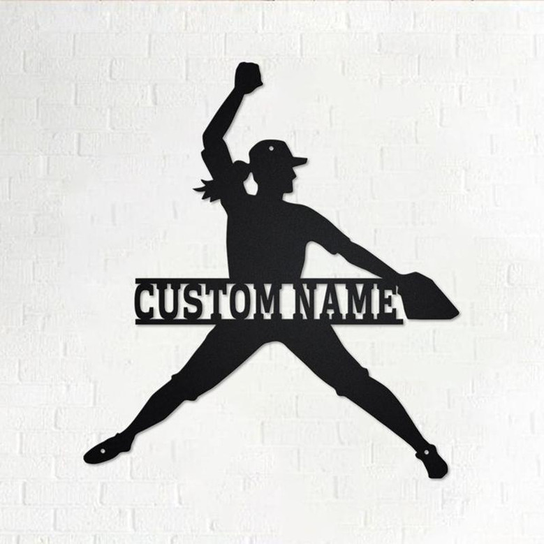 Custom Girl Solfball Metal Wall Art, Personalized Girl Solfball Name Sign Decoration For Room, Girl Solfball Home Decor,Custom Girl Solfball