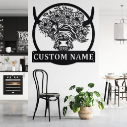 Custom Longhorn Cow Metal Wall Art,Personalized Longhorn Cow Name Sign Decoration For Room,Longhorn Cow Metal Home Decor,Custom Longhorn Cow