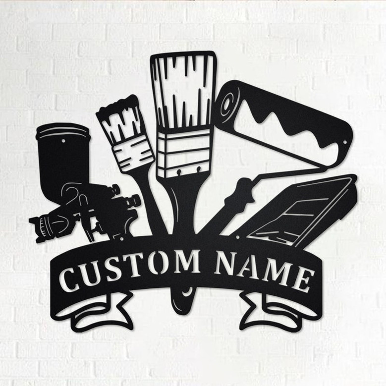 Custom Wall Painting Tools Metal Wall Art, Personalized Painter Name Sign Decoration For Room, Wall Painting Metal Home Decor,Custom Painter