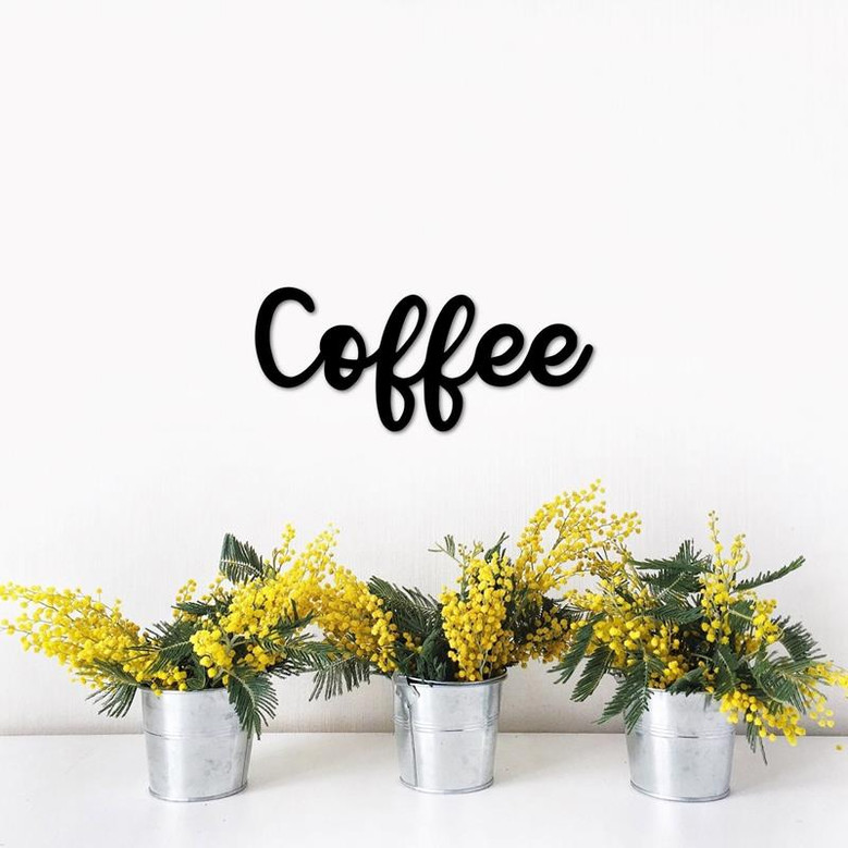 Coffee Word Sign Metal Farmhouse Kitchen Decor Coffee Station Metal Words Coffee Mug Home Decor Coffee Art Gift For Her
