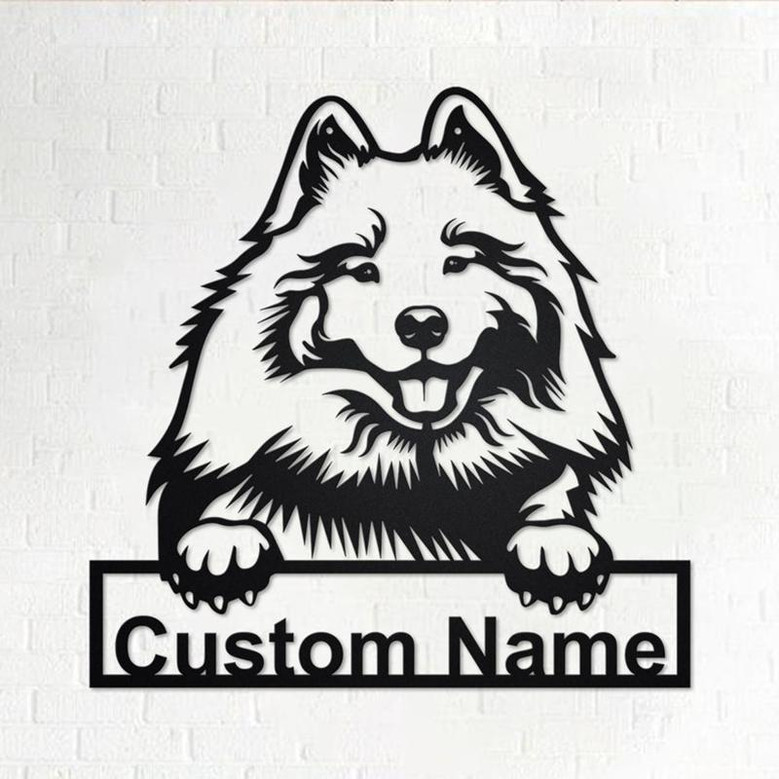 Custom Keeshond Dog Metal Wall Art, Personalized Keeshond Name Sign Decoration For Room, Keeshond Home Decor, Custom Dog,Custom Keeshond Dog