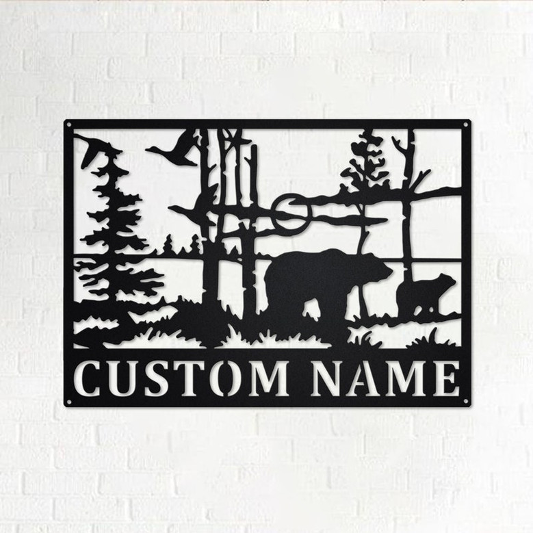 Custom Bear Wildlife Metal Wall Art, Personalized Bear Name Sign Decoration For Room, Bear Home Decor, Custom Bear, Bear Metal Wall Decor