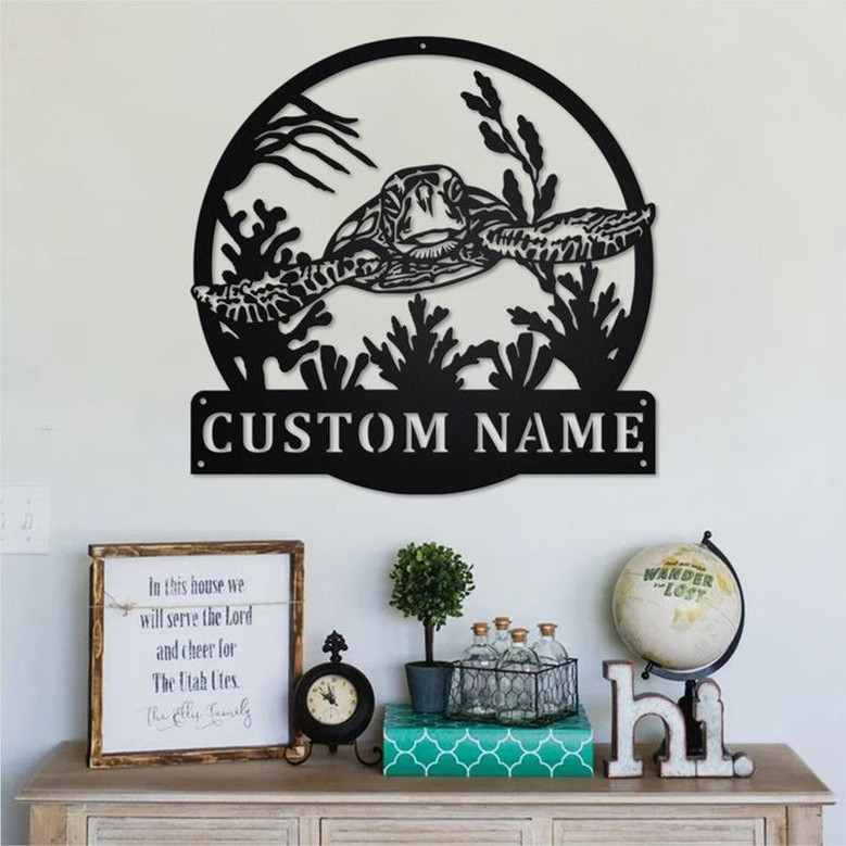 Personalized Sea Turtle Metal Sign | Sea Turtle Metal Wall Art | Sea Turtle Metal Wall Decor | Sea Turtle Lover Gift | Sea Turtle Lover