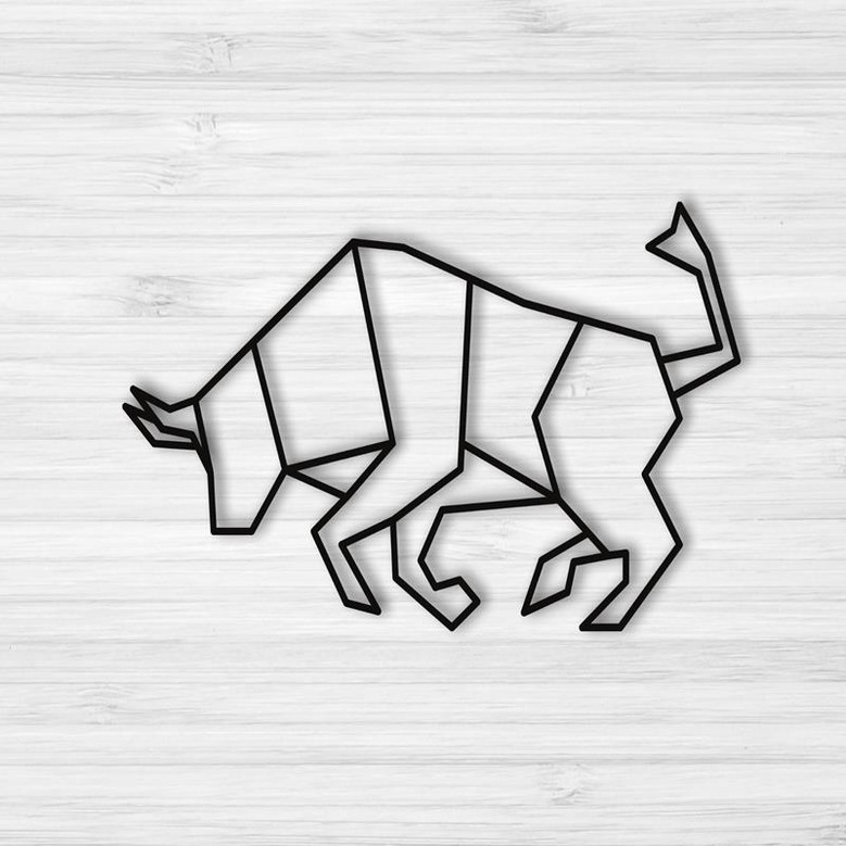 Geometric Bull Metal Bull Sign Bull Market Sign Farm House Decor
