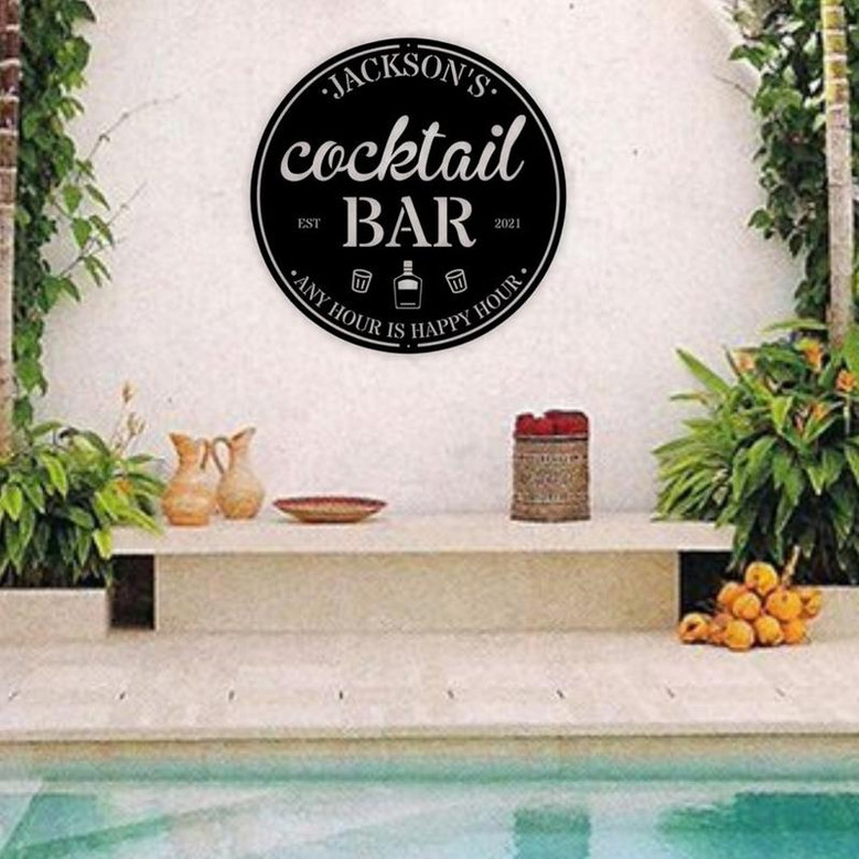 Cocktail Bar, Bar Signs, Personalized Bar Sign, Personalized Signs, Bar Decor, Man Cave, Metal Sign, Father's Day Gift, Custom Bar Sign