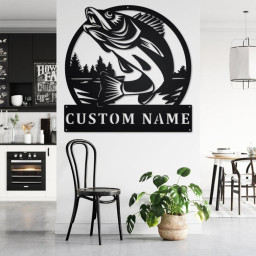 Custom Walleye Fishing Metal Wall Art, Personalized Walleye Fisher Name Sign Decoration For Room, Walleye Fishing Metal Home Decor, Walleye