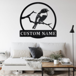 Custom Australasian Robin Bird Metal Wall Art, Personalized Australasian Robin Name Sign Decoration For Room, Australasian Robin Home Decor