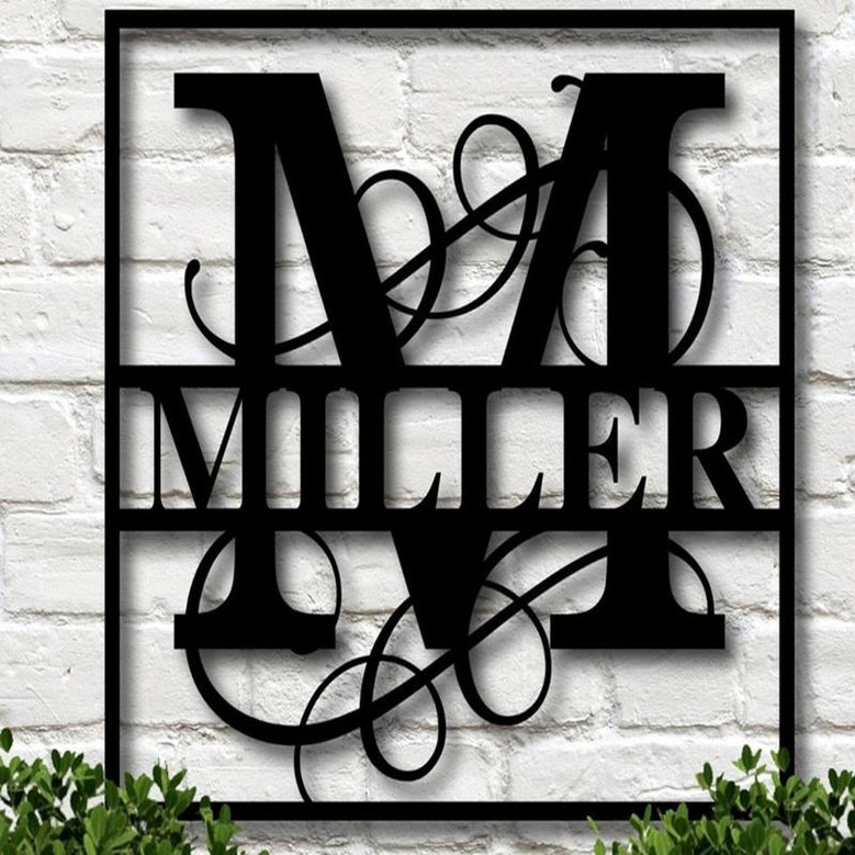 Metal Last Name Family Sign, Personalized Metal Name Sign, Split Monogram Metal Sign, Metal Signs for Outdoor, Metal Signs Personalized Name