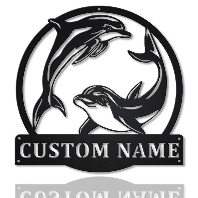 Personalized Couple Dolphin Metal Sign Art | Custom Dolphin Metal Sign | Beach Funny Gift | Decor Decoration | Birthday Gift