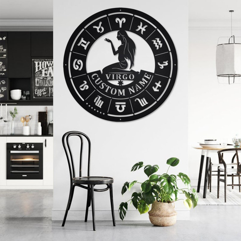 Custom Virgo Zodiac Metal Wall Art, Personalized Virgo Zodiac Name Sign Decoration For Room, Horoscope Home Decor, Custom Virgo Zodiac