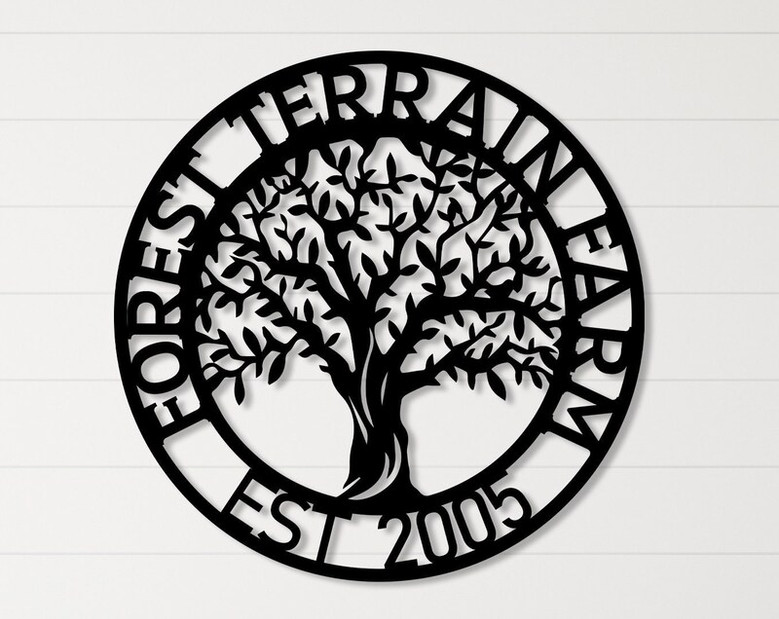 Custom Life of Tree Metal Wall Sign, Personalized Name Sign, Custom Name Monogram Tree for Family